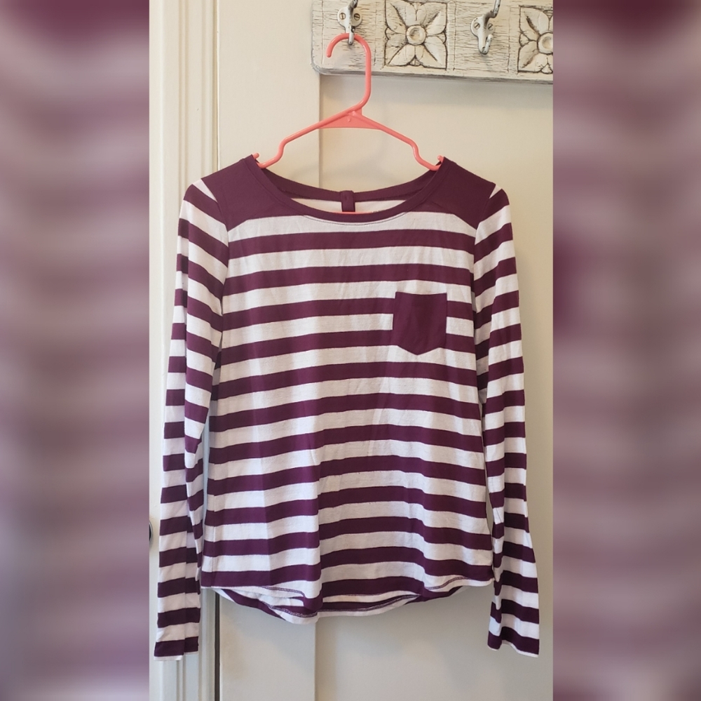 Purple and white striped tshirt